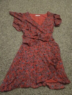 Jack By BB Dakota Red Floral Wrap Dress